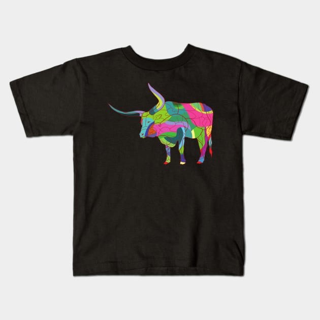 Colored bull Kids T-Shirt by rayanammmar